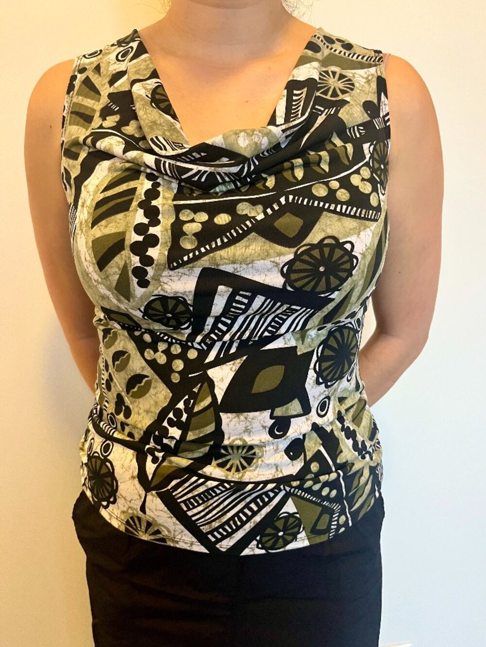 Vintage Daniel Laurent Abstract Printed Y2K Tank Top - Green, White and Black